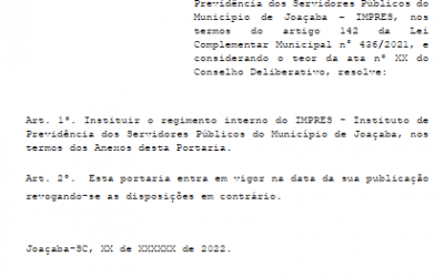 Conheça a proposta para o Regimento Interno do IMPRES